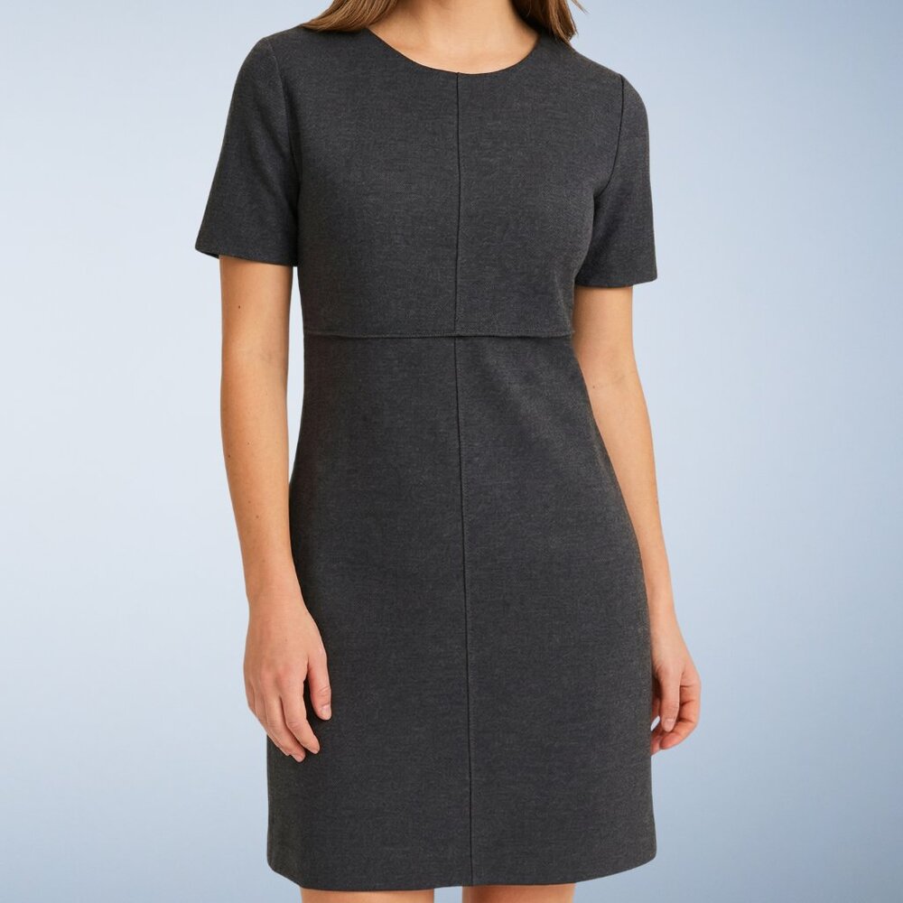 Zara Minimalist Charcoal Grey Short Sleeve Knit Sheath Dress Workwear Small - Picture 1 of 8